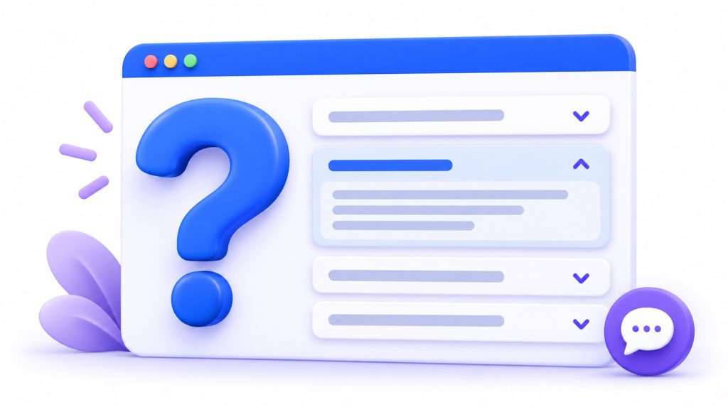 FAQ 页面问题列表与展开的答案卡片
